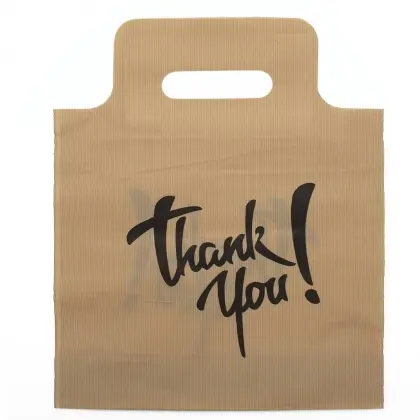 Τσάντα Πλαστική “Thank You” Με Χερούλι Χούφτα 27x25x4cm Συσκευασία 10 Τεμαχίων