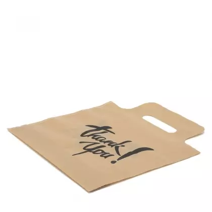 Τσάντα Πλαστική “Thank You” Με Χερούλι Χούφτα 27x25x4cm Συσκευασία 10 Τεμαχίων