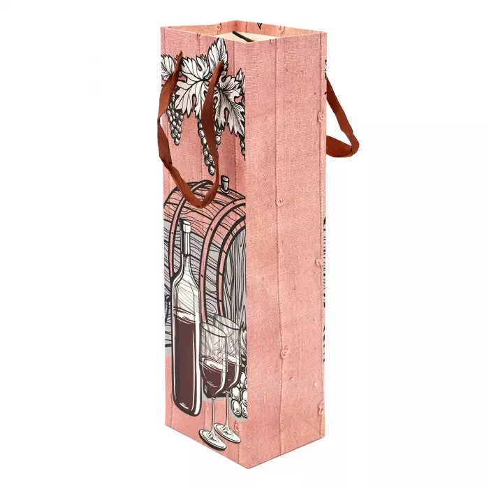 Τσάντα Χάρτινη Για 1 Μπουκάλι Με Σατινέ Χερούλι 12x9x36cm