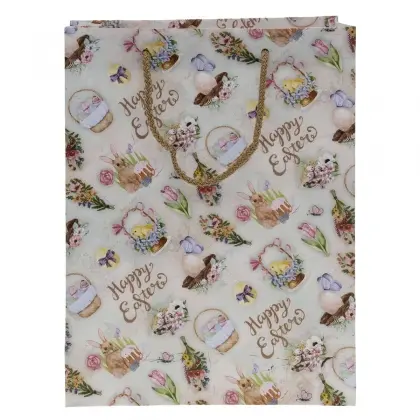 Τσάντα Χάρτινη Με Πασχαλινά Σχέδια Με Κορδόνι 32x24x10cm