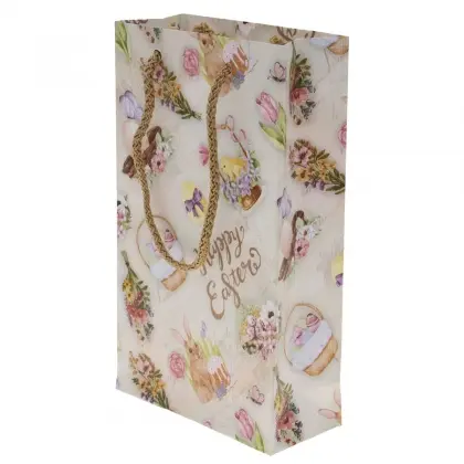 Τσάντα Χάρτινη Με Πασχαλινά Σχέδια Με Κορδόνι 20x12x5cm