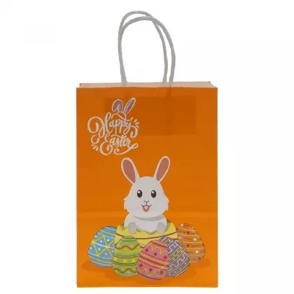 Τσάντα Χάρτινη Με Πασχαλινά Σχέδια Με Στριφτό Χερούλι 21x15x8cm
