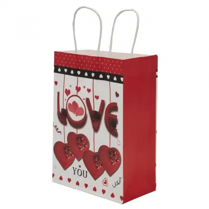 Τσάντα Χάρτινη Με Στριφτό Χερούλι Με Σχέδια “Love”  18.5x9.5x25.5cm
