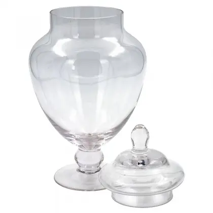 Βάζο Γυάλινο Με Καπάκι Φ15x31cm