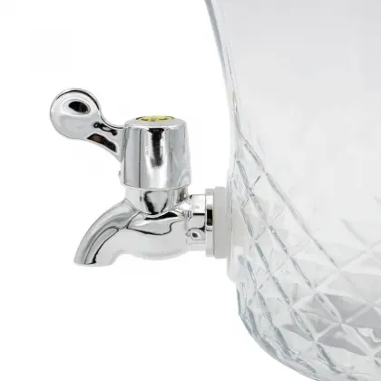 Βάζο Σερβιρίσματος Γυάλινο Με Βρυσάκι Φ20x34cm Χωρητικότητα 6lt