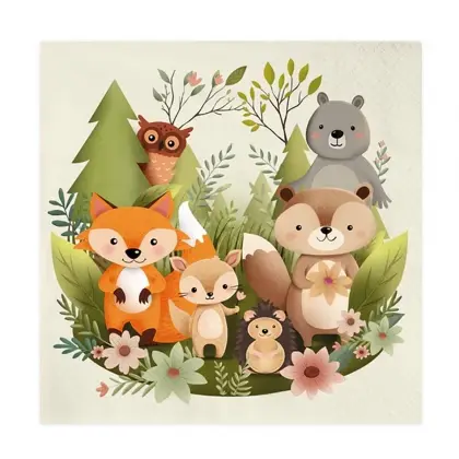 Χαρτοπετσέτα Forest Friends 33x33cm Συσκευασία 10 Τεμαχίων