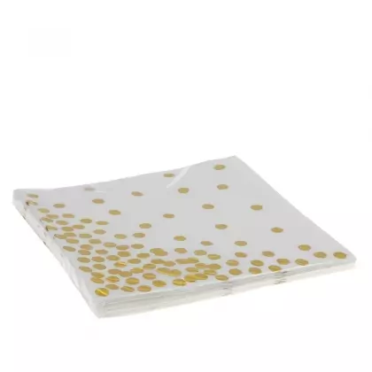 Χαρτοπετσέτες Λευκές Με Μεταλιζέ Πουά 33x33cm Συσκευασία 20 Τεμαχίων