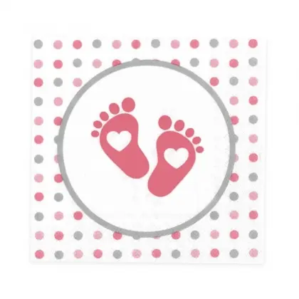 Χαρτοπετσέτες Baby Shower Feet 33x33cm Συσκευασία 10 Τεμαχίων