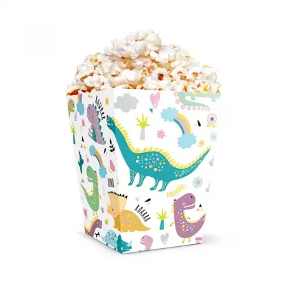 Xωνάκια για Popcorn Με Σχέδιο Dinosaurs 8.5x8.5x12.5cm Συσκευασία 6 Tεμαχίων