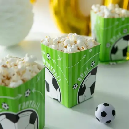 Xωνάκια για Popcorn Με Σχέδιο Football 8.5x8.5x12.5cm Συσκευασία 6 τεμαχίων
