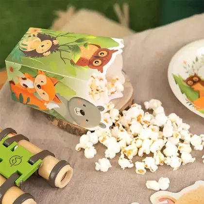 Xωνάκια για Popcorn Με Σχέδιο Forest Friends 8.5x8.5x15cm Συσκευασία 6 τεμαχίων