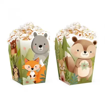 Xωνάκια για Popcorn Με Σχέδιο Forest Friends 8.5x8.5x15cm Συσκευασία 6 τεμαχίων