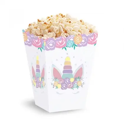 Xωνάκια για Popcorn Με Σχέδιο Unicorn 8.5x8.5x12.5cm Συσκευασία 6 Tεμαχίων
