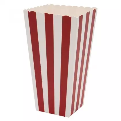 Χωνάκια Για Popcorn Χάρτινα Ριγέ 9x9x15.5cm Συσκευασία 12 Τεμαχίων